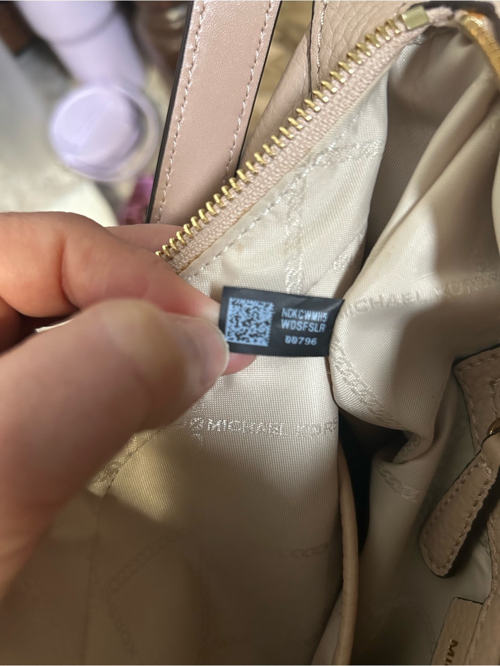 Michael Kors Beige Pebbled Leather Crossbody Bag - Picture 6 of 13